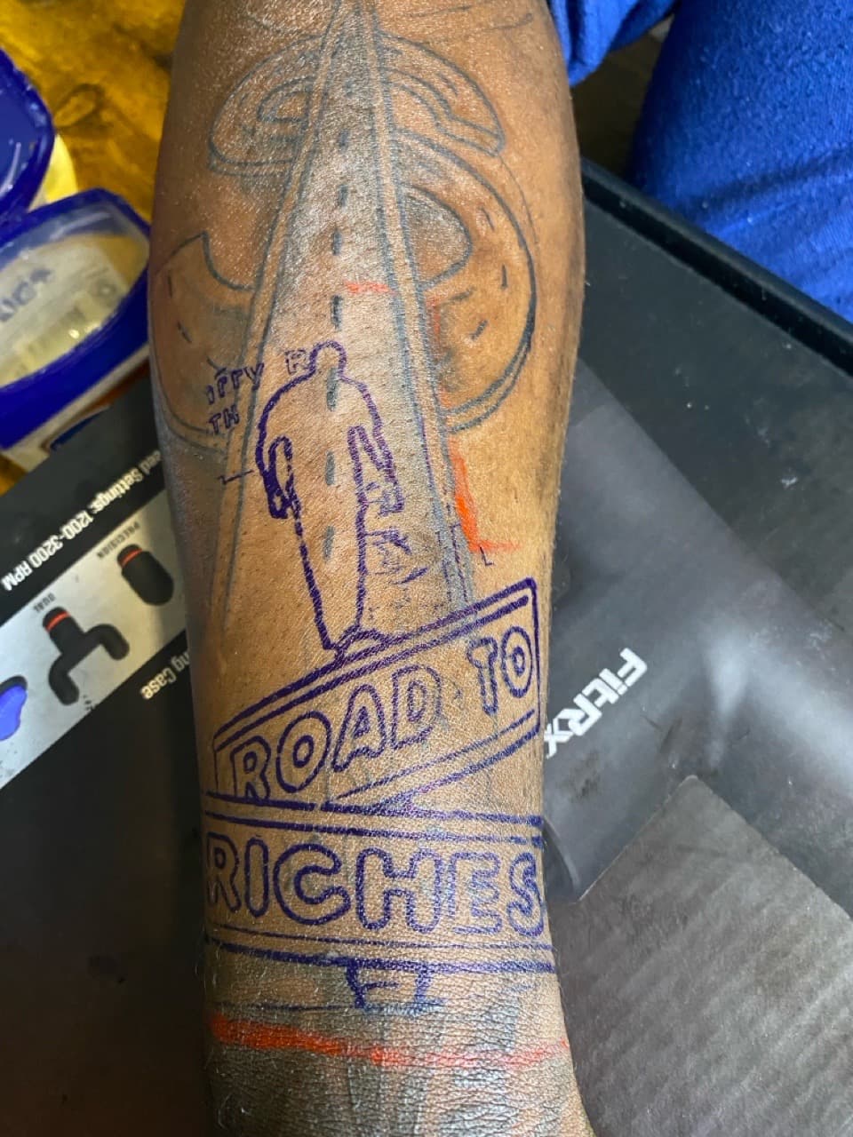 Lettering + Line-work road tattoo on Forearm by ONEWAY_Ink on TattMe