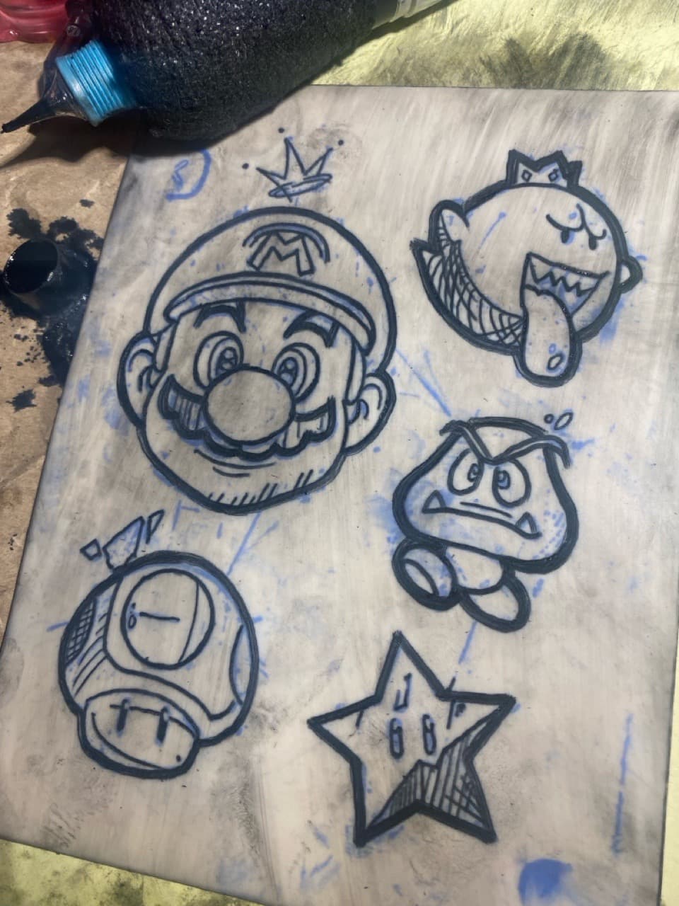 Pop Culture + Cartoon mario tattoo by ONEWAY_Ink on TattMe