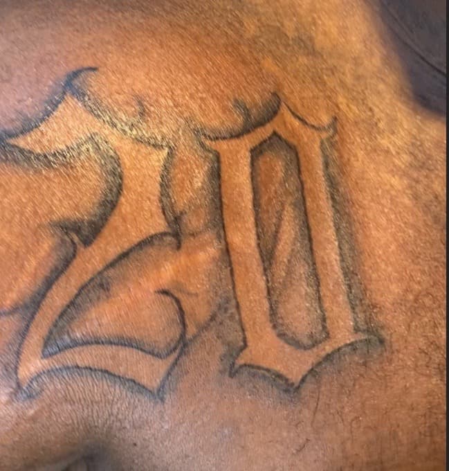 Lettering + Black-work numbers tattoo on Neck (Back) by ONEWAY_Ink on TattMe
