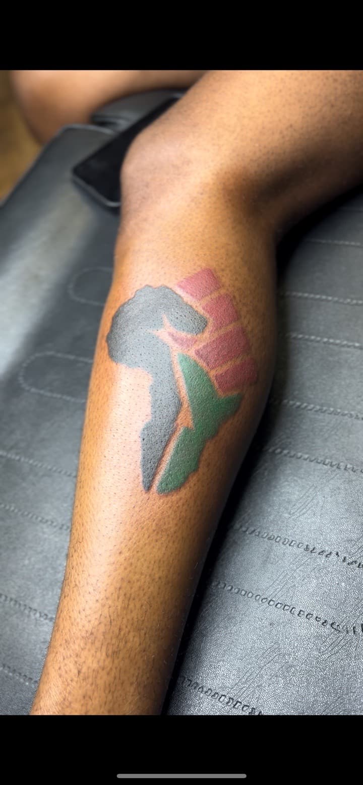 Color + Illustrative fist tattoo on Calf by Jay on TattMe