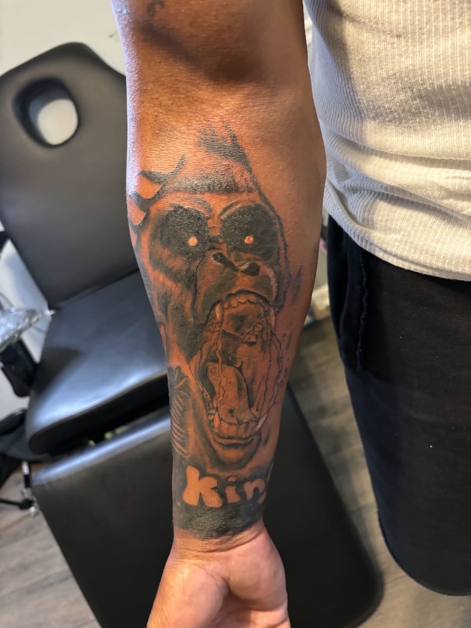 Black & Grey + Illustrative gorilla tattoo on Forearm by Malik_Coates on TattMe