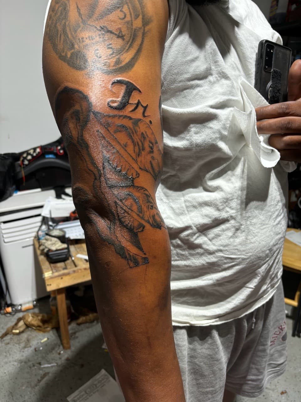 Black & Grey + Lettering compass tattoo on Upper Arm by Malik_Coates on TattMe