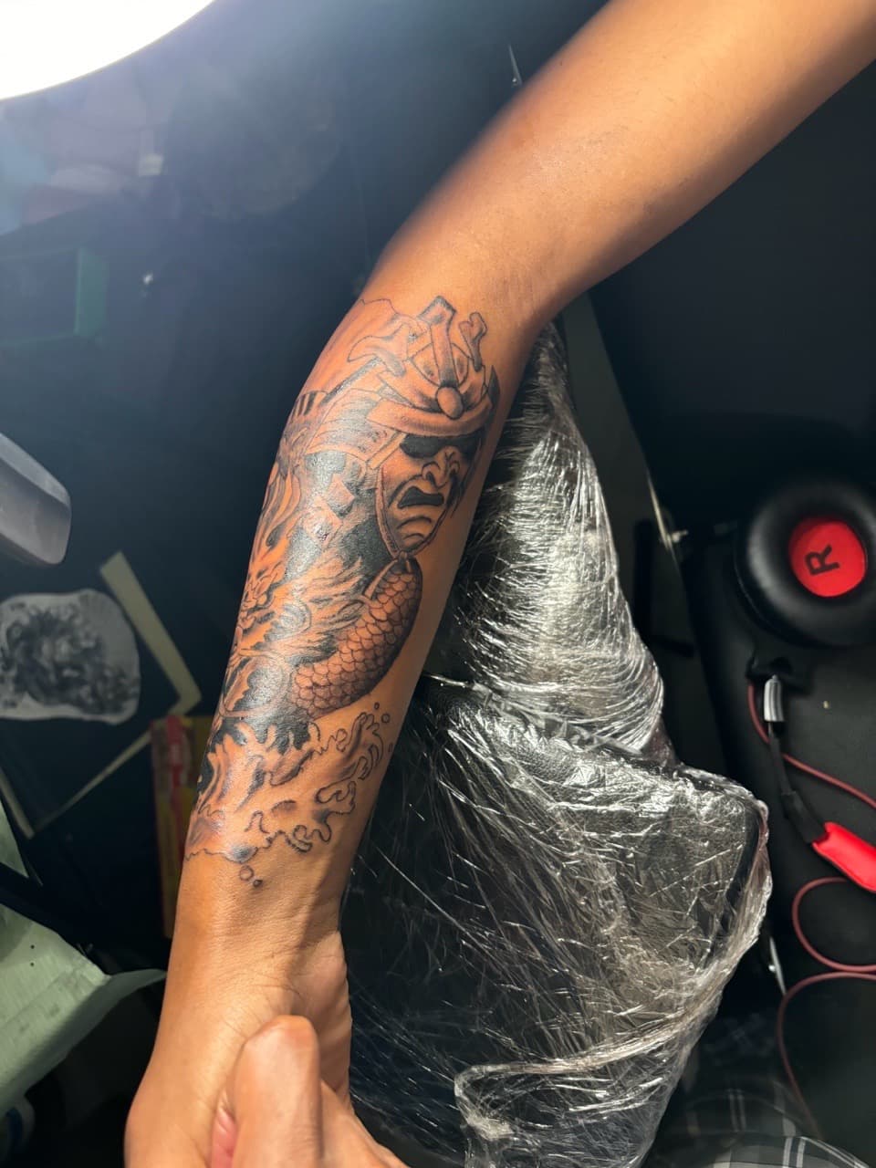 Black & Grey + Illustrative samurai tattoo on Forearm by Malik_Coates on TattMe