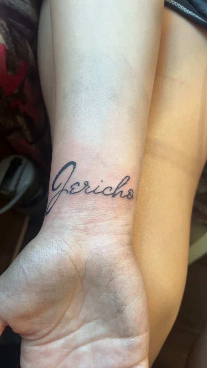 Script + Lettering name tattoo on Wrist by Gages_works_1 on TattMe