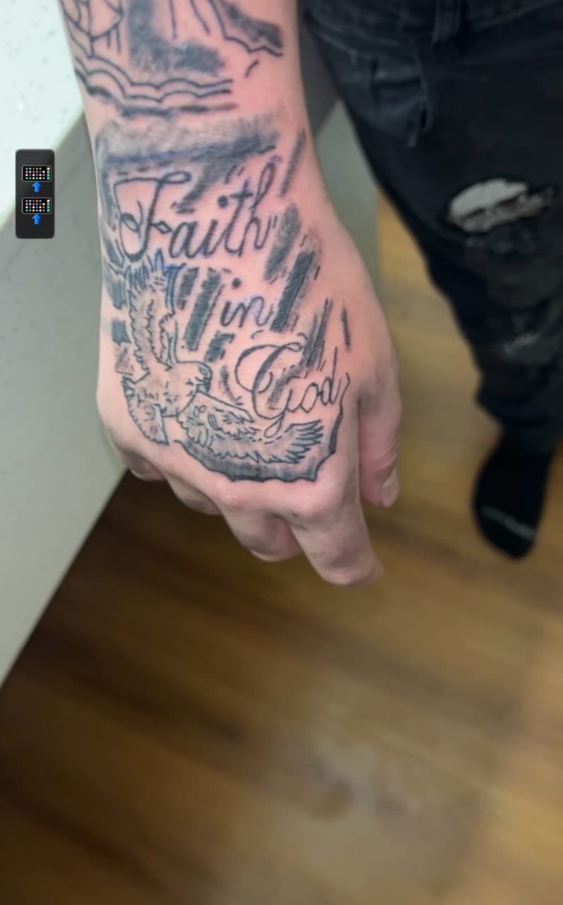 Lettering + Script faith tattoo on Hand by Gages_works_1 on TattMe