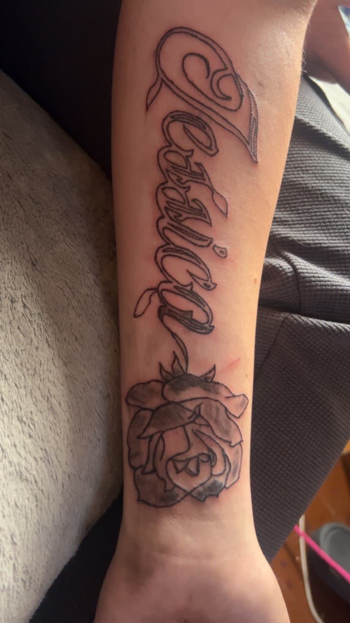 Lettering + Script name tattoo on Forearm by Gages_works_1 on TattMe