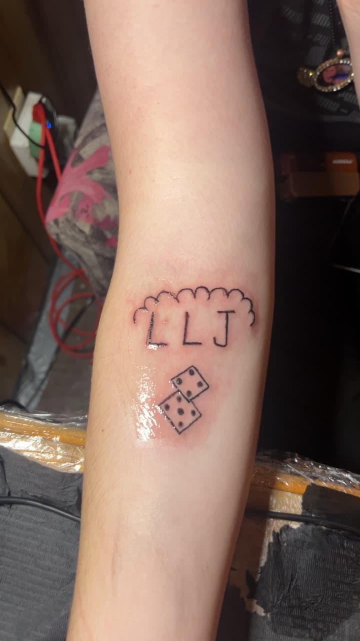 Line-work + Minimalist dice tattoo on Forearm by Gages_works_1 on TattMe