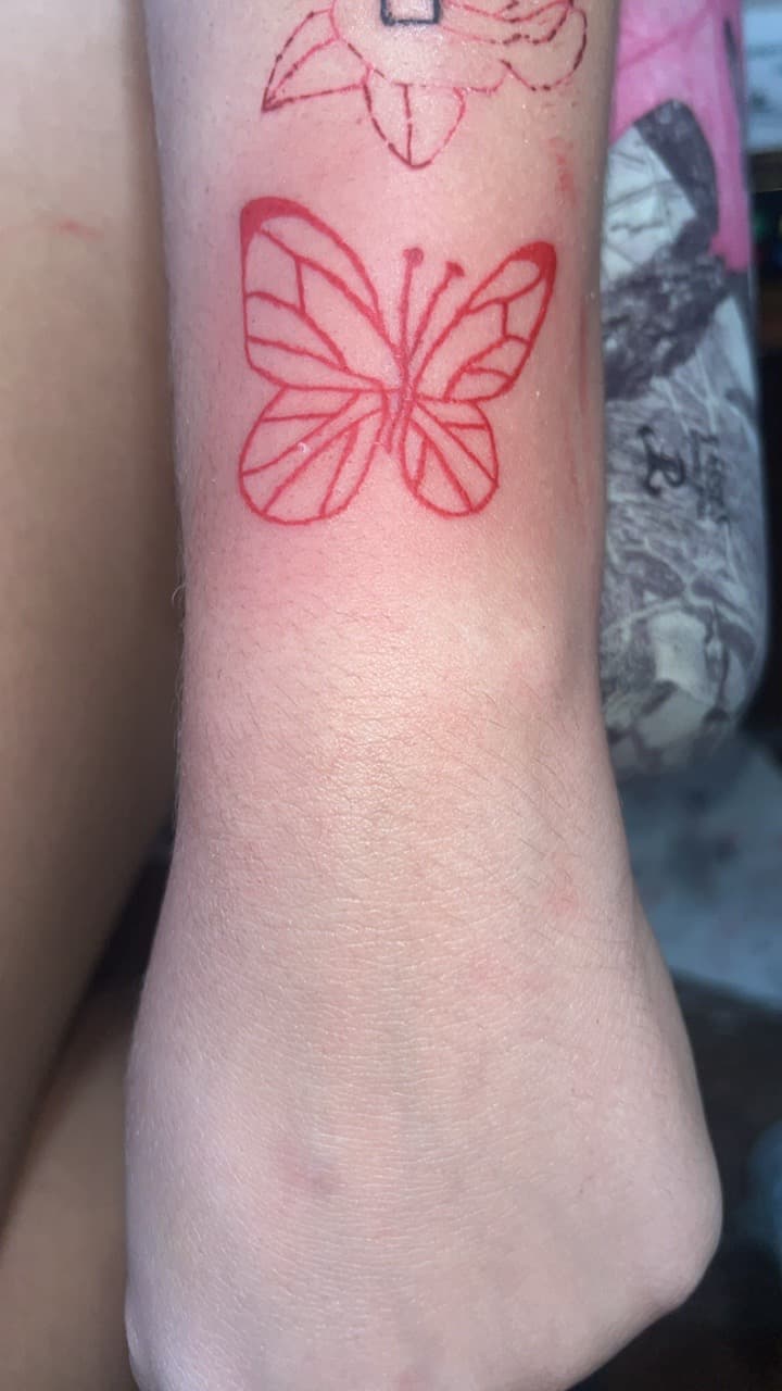Fine Line + Line-work butterfly tattoo on Forearm by Gages_works_1 on TattMe