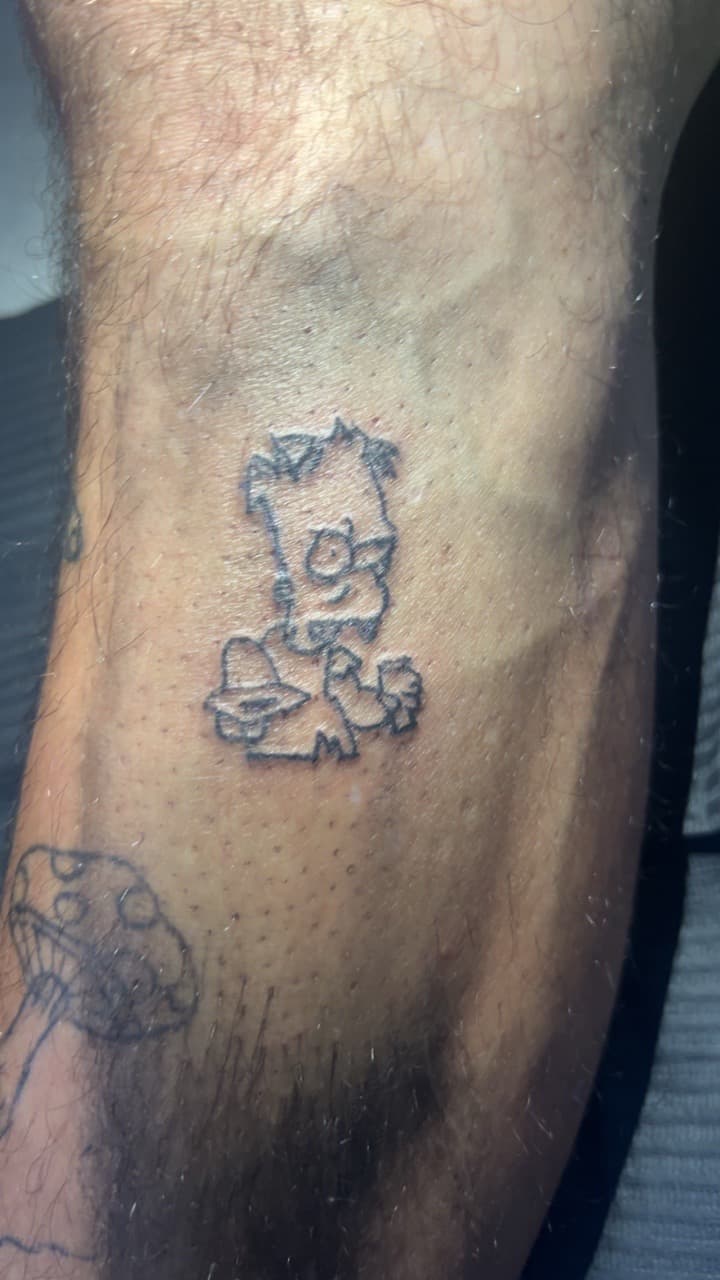 Pop Culture + Line-work bart simpson tattoo on Forearm by Gages_works_1 on TattMe