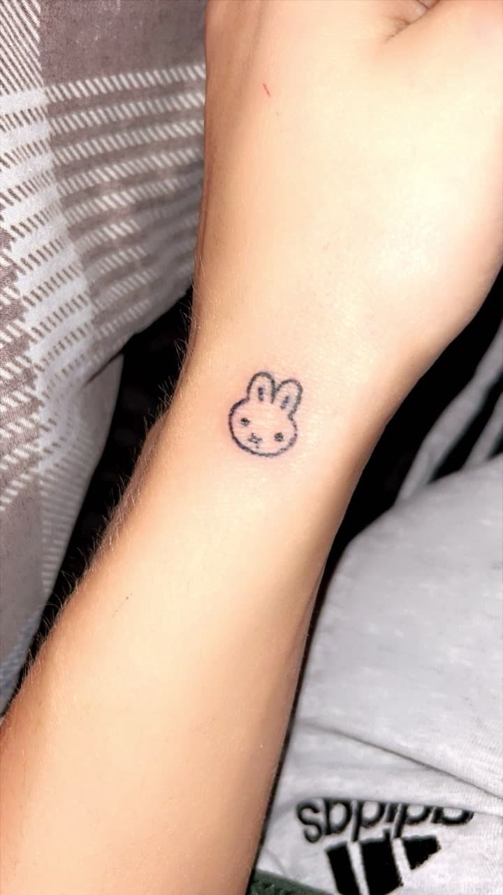 Fine Line + Minimalist bunny tattoo on Wrist by b13nk on TattMe
