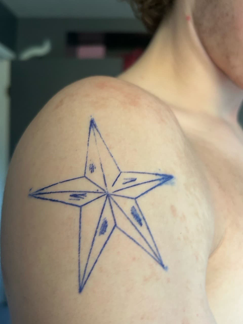 Traditional + American Traditional star tattoo on Shoulder by b13nk on TattMe