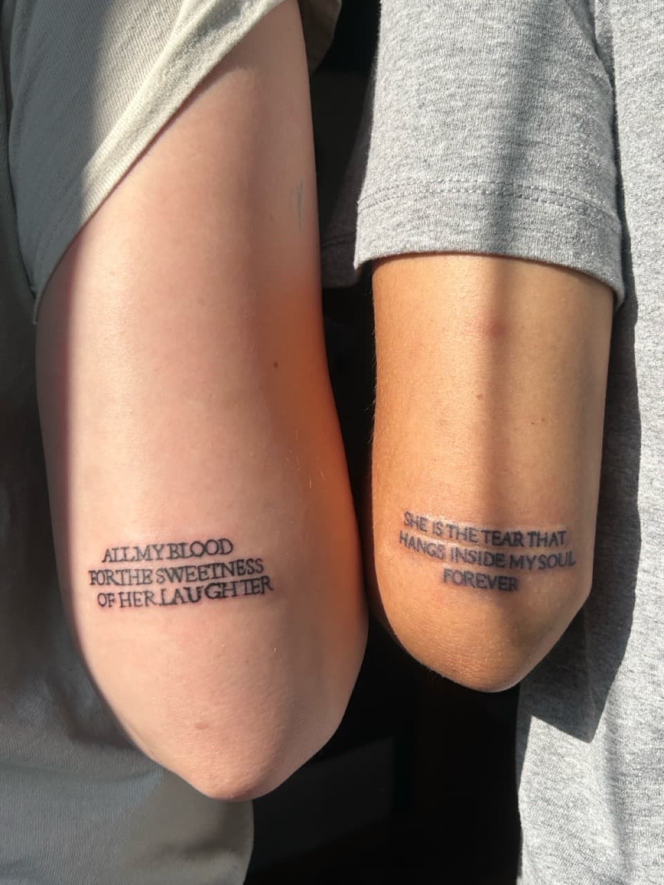 Lettering + Script quotes tattoo on Elbow by b13nk on TattMe