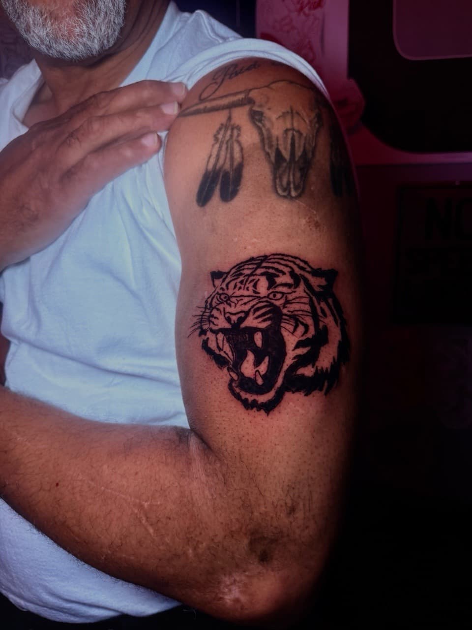 Black & Grey + Animals tiger tattoo on Upper Arm by Inkbyjmoney on TattMe