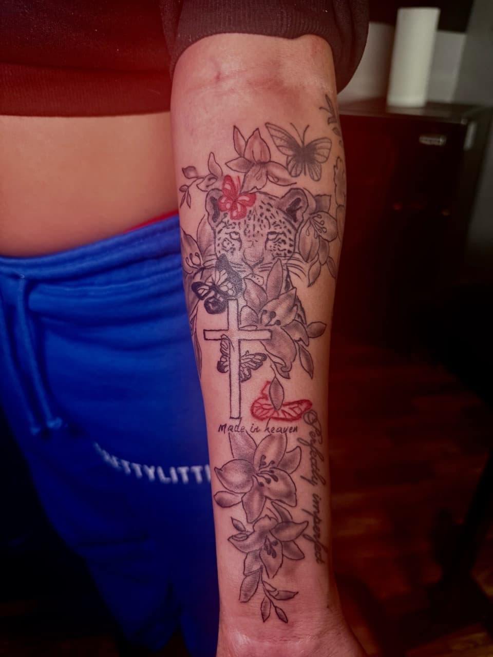 Fine Line + Black & Grey leopard tattoo on Forearm by Inkbyjmoney on TattMe