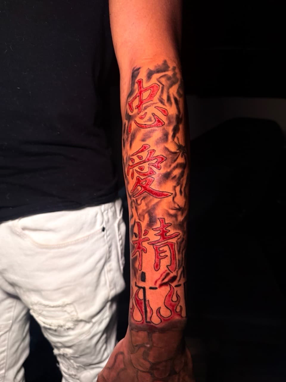 Lettering + Color kanji tattoo on Forearm by Inkbyjmoney on TattMe