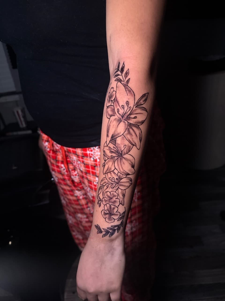 Floral + Black & Grey flowers tattoo on Forearm by Inkbyjmoney on TattMe