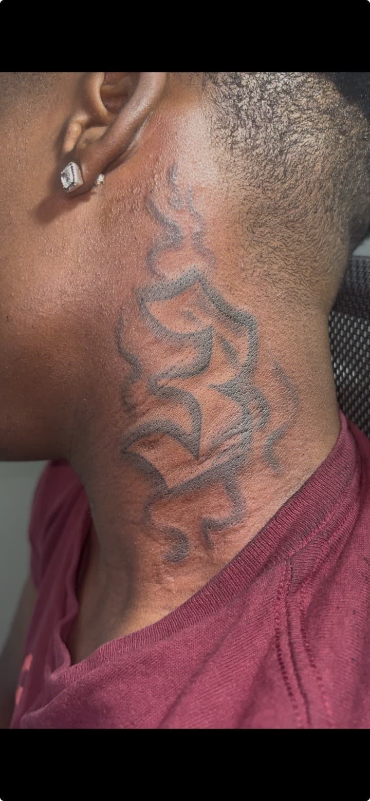 Black & Grey + Tribal abstract forms tattoo on Neck (Side) by 3inkd on TattMe