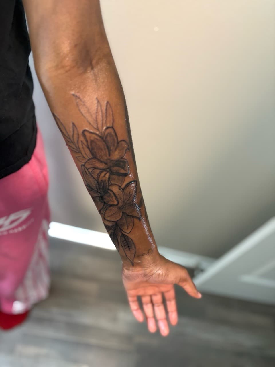 Floral + Black-work flowers tattoo on Forearm by 3inkd on TattMe
