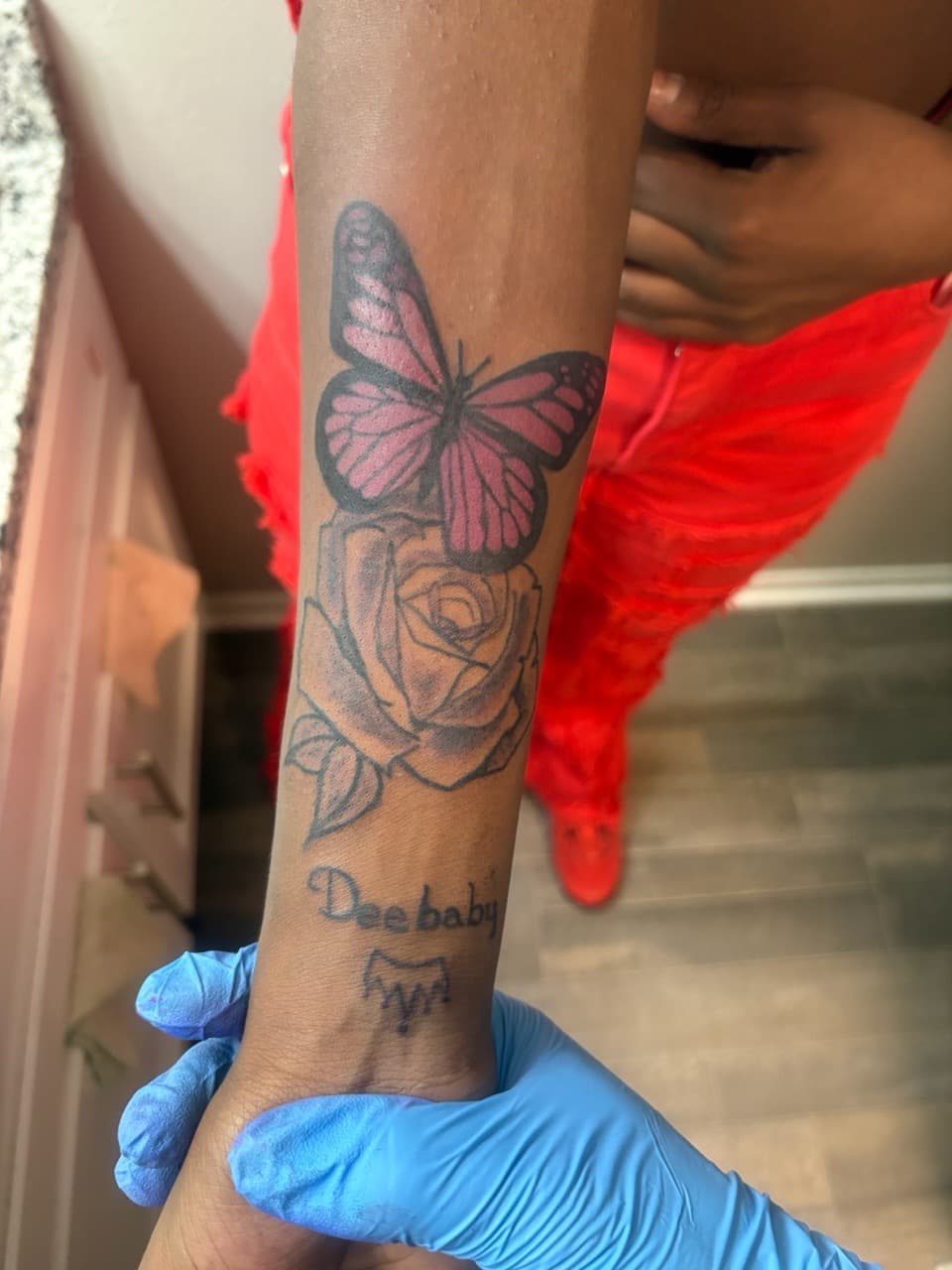 Color + Black & Grey butterfly tattoo on Forearm by 3inkd on TattMe