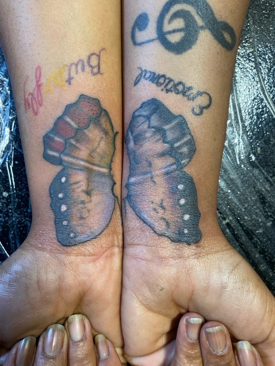 Color + Illustrative butterfly tattoo on Wrist by The_Supplier_Tattoo on TattMe