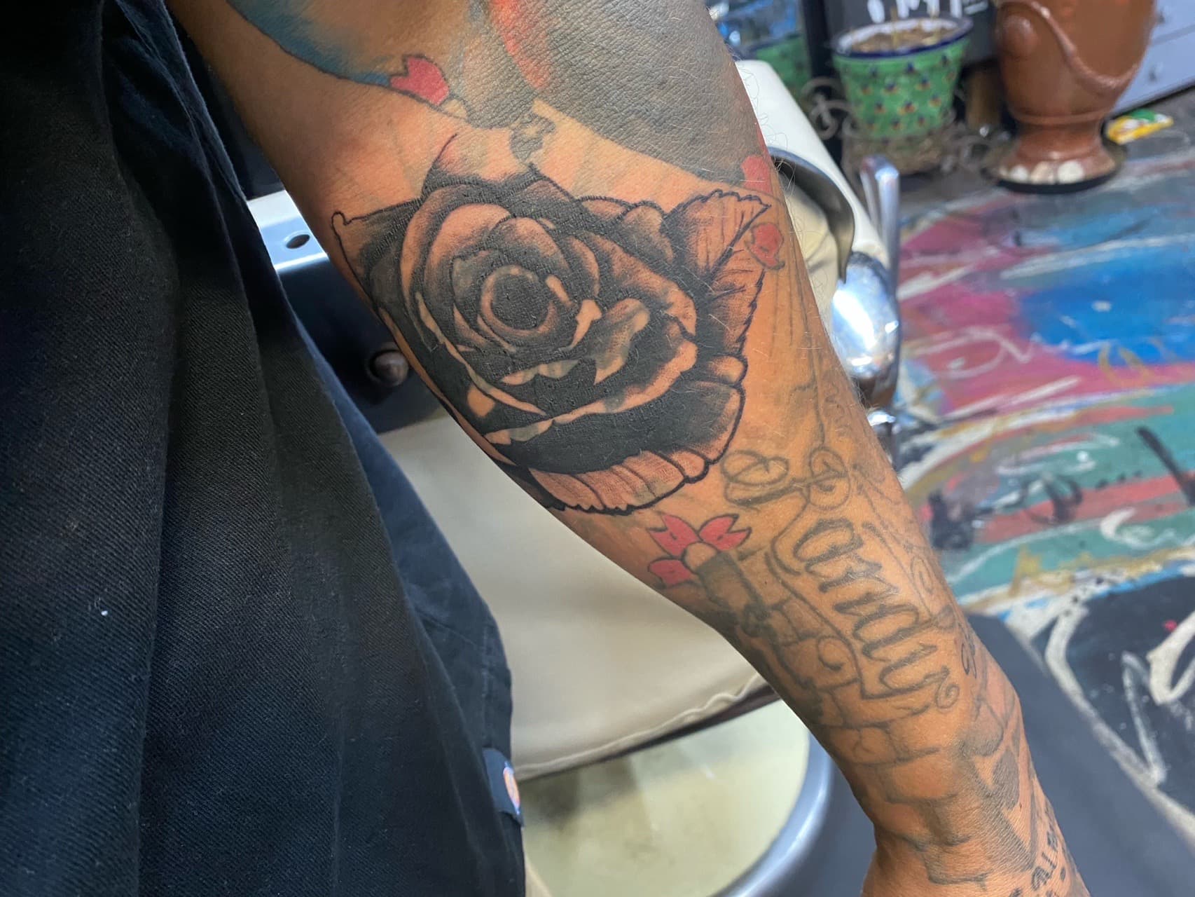 Black & Grey + Lettering rose tattoo on Forearm by The_Supplier_Tattoo on TattMe