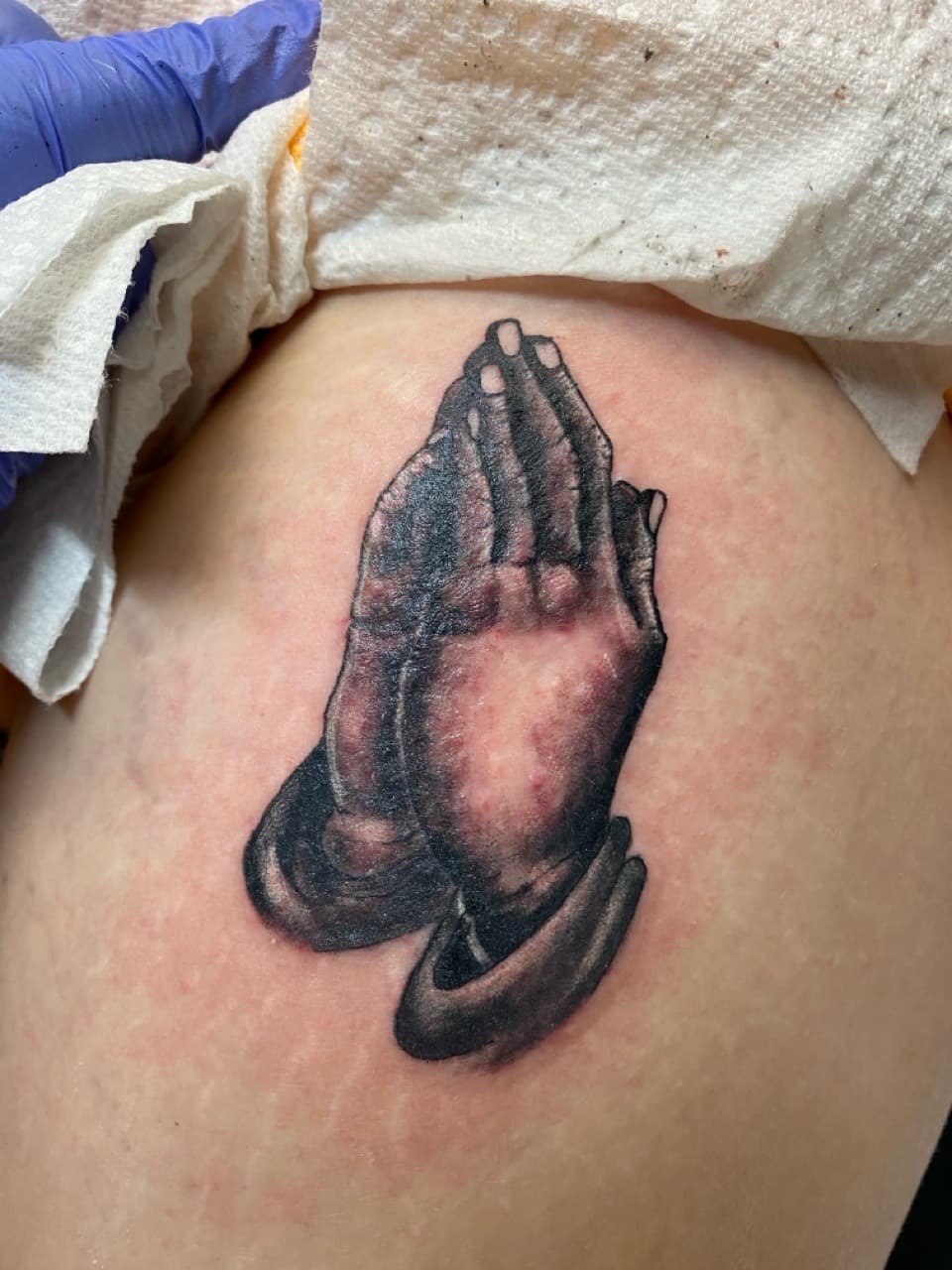 Black & Grey + Realism praying hands tattoo by The_Supplier_Tattoo on TattMe