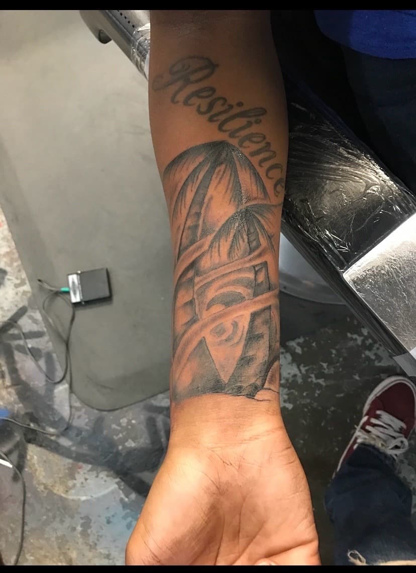 Black & Grey + Lettering resilience tattoo on Forearm by The_Supplier_Tattoo on TattMe