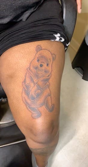 Cartoon + Pop Culture winnie the pooh tattoo on Thigh by Juu on TattMe
