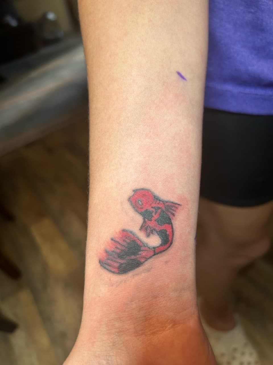 Illustrative + Color fish tattoo on Wrist by ink_queens_VICTORIA on TattMe
