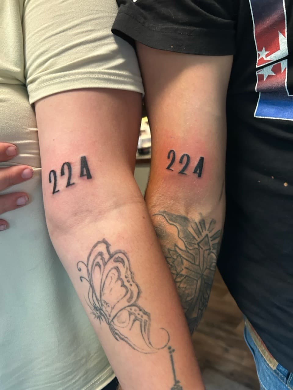 Lettering + Black & Grey numbers tattoo on Forearm by ink_queens_VICTORIA on TattMe
