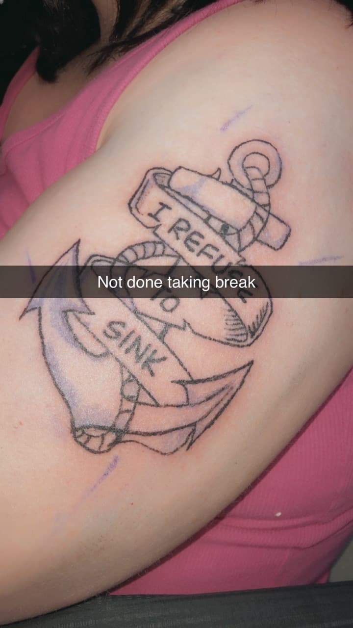 Traditional + Line-work anchor tattoo on Upper Arm by ink_queens_VICTORIA on TattMe