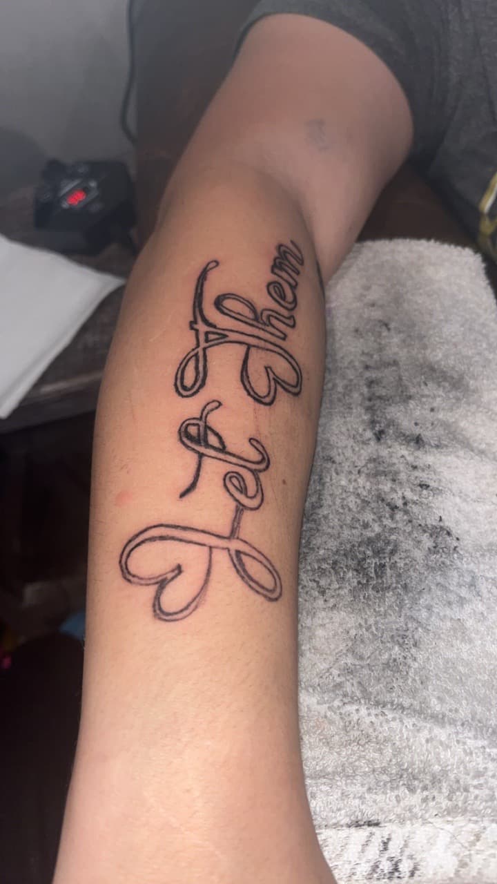 Lettering + Script outline tattoo on Forearm by ink_queens_VICTORIA on TattMe