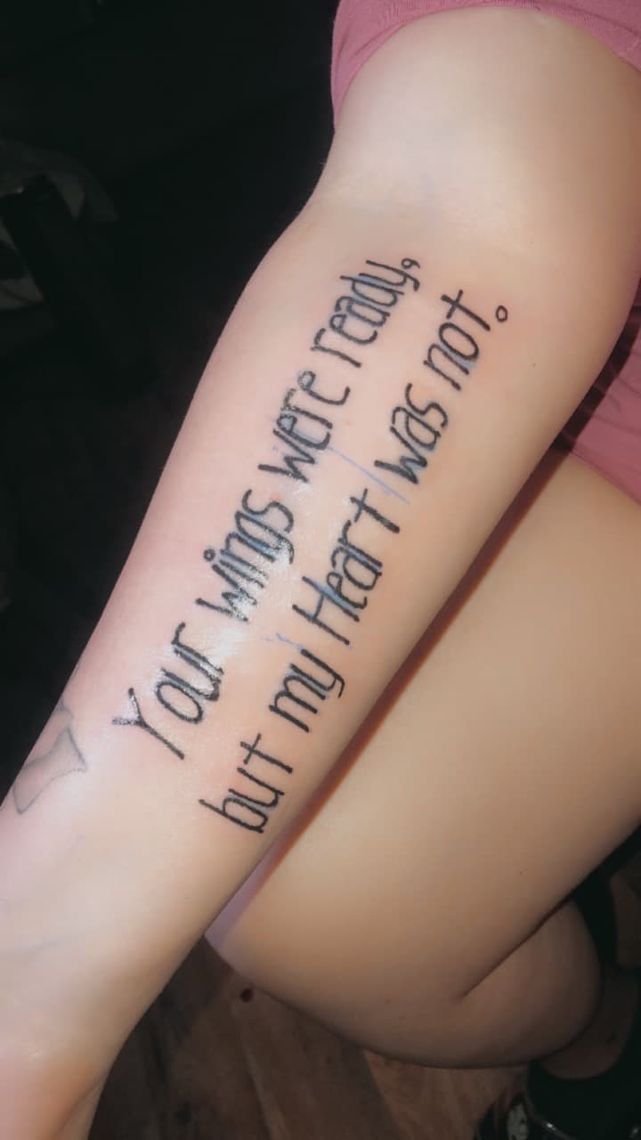 Lettering + Script quote tattoo on Forearm by ink_queens_VICTORIA on TattMe