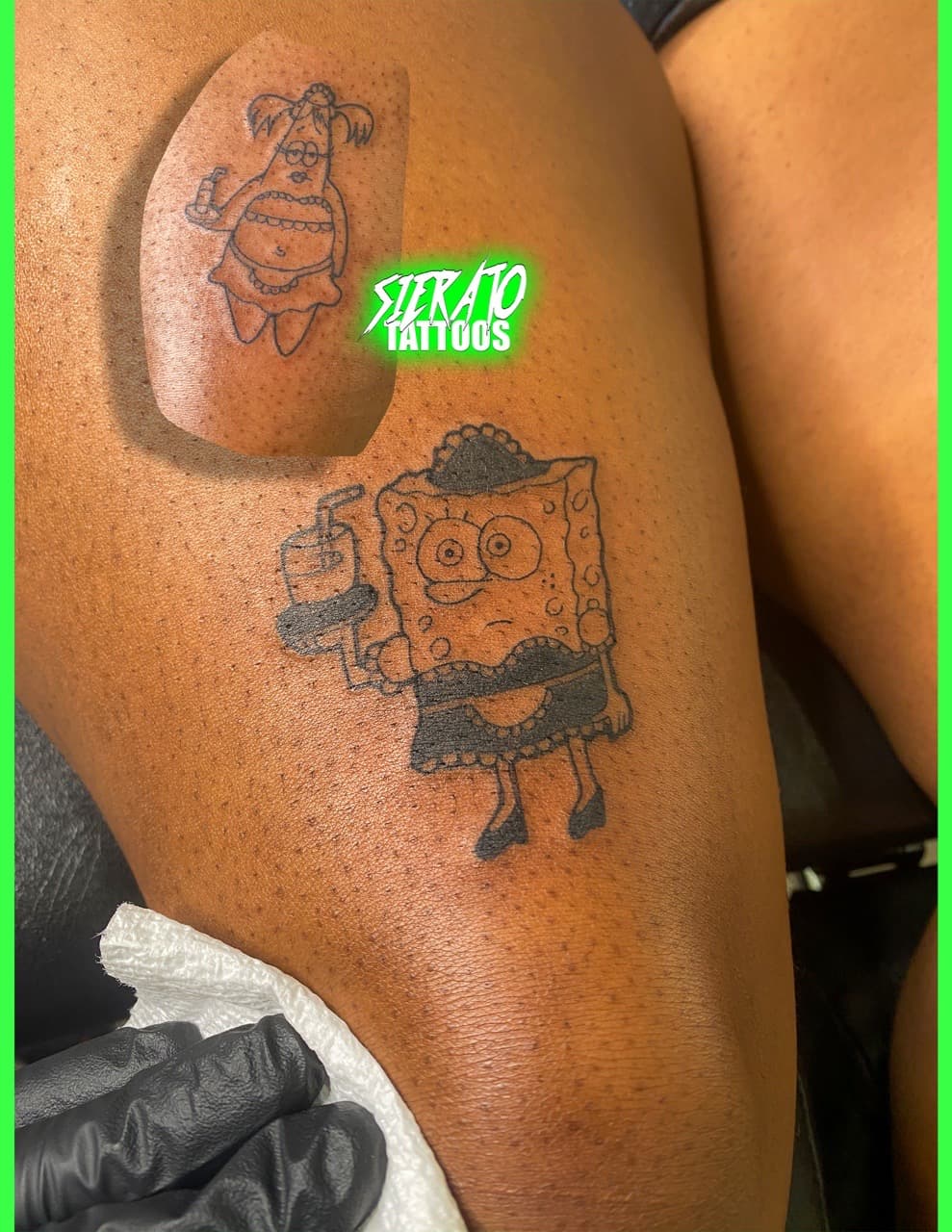 Cartoon + Pop Culture spongebob tattoo on Thigh by Sierato_Tattoos on TattMe