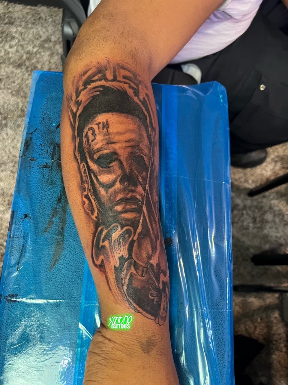 Black & Grey + Realism michael myers tattoo on Forearm by Sierato_Tattoos on TattMe