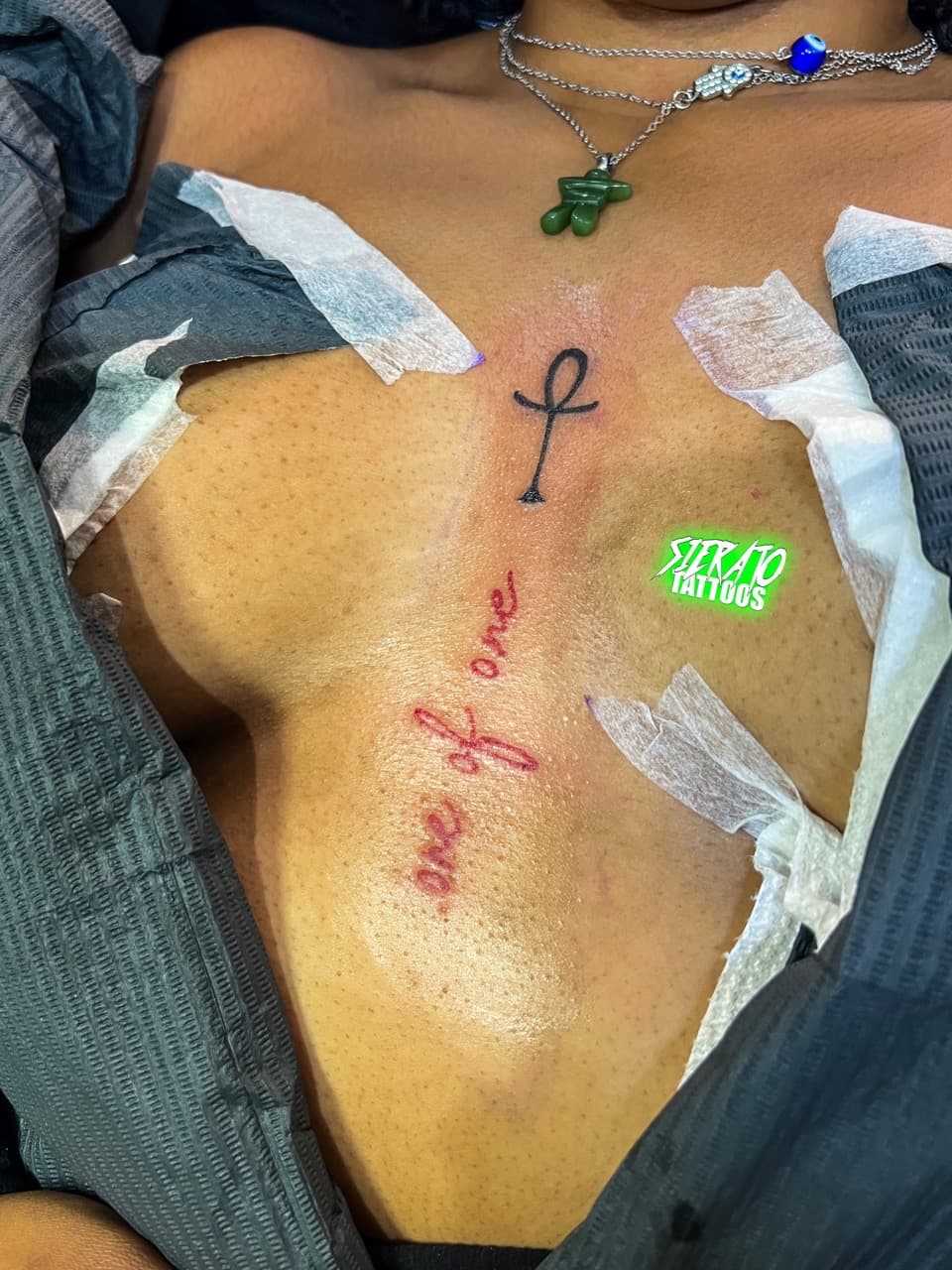 Fine Line + Minimalist ankh tattoo on Sternum by Sierato_Tattoos on TattMe