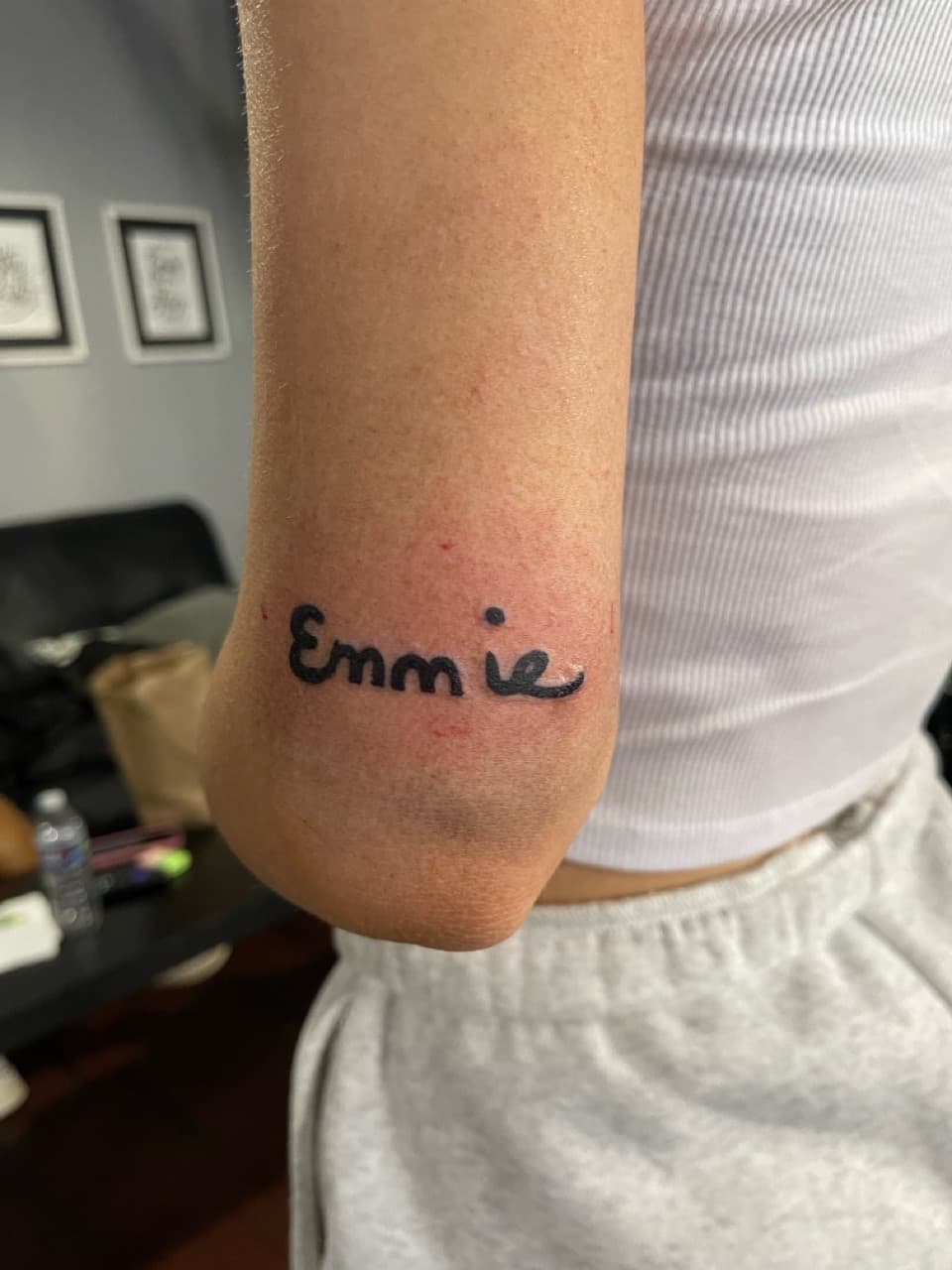 Lettering + Script name tattoo on Elbow by Sierato_Tattoos on TattMe