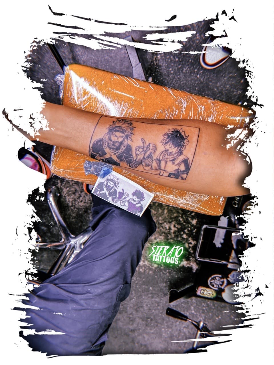 Anime + Black-work anime characters tattoo on Forearm by Sierato_Tattoos on TattMe
