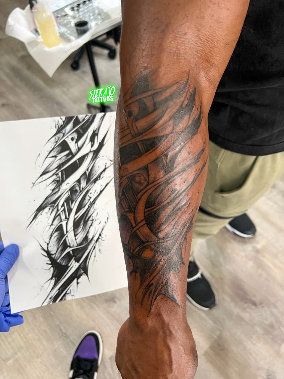 Black-work + Abstract abstract forms tattoo on Forearm by Sierato_Tattoos on TattMe