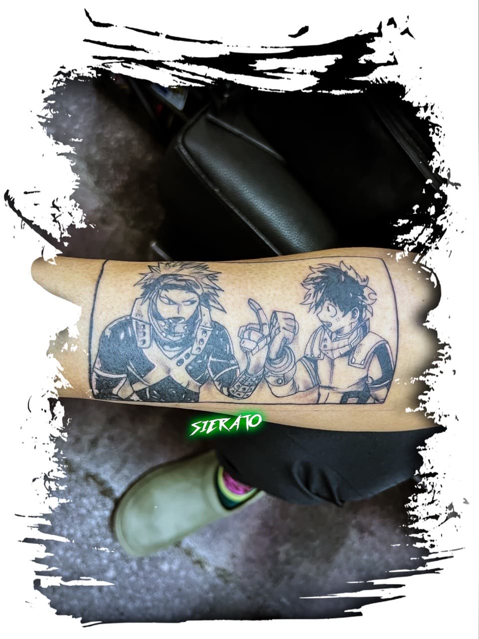 Anime + Black & Grey anime characters tattoo on Calf by Sierato_Tattoos on TattMe