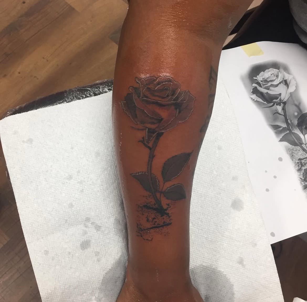 Black & Grey + Realism rose tattoo on Forearm by Titan_Ink on TattMe