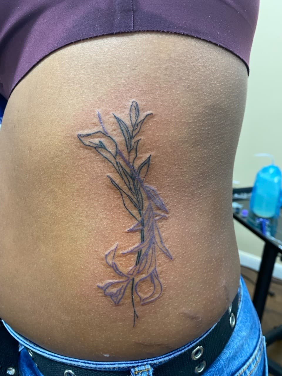 Fine Line + Line-work botanical tattoo on Side (Torso) by Titan_Ink on TattMe