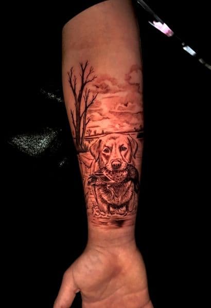Black & Grey + Realism labrador tattoo on Forearm by inkstains_tattoo_studio on TattMe