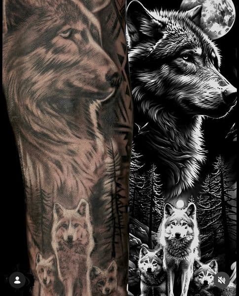 Realism + Black & Grey wolves tattoo on Forearm by Clint_Wilson on TattMe