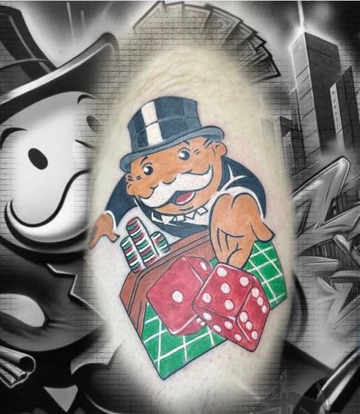 New School + Cartoon monopoly man tattoo on Forearm by Clint_Wilson on TattMe