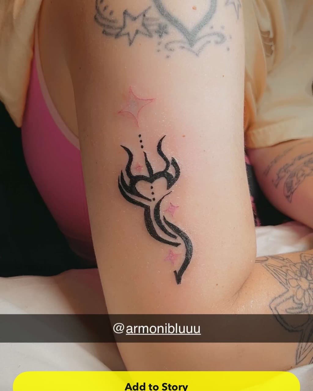 Black-work + Illustrative heart tattoo on Upper Arm by ink_Queens_Crystal on TattMe