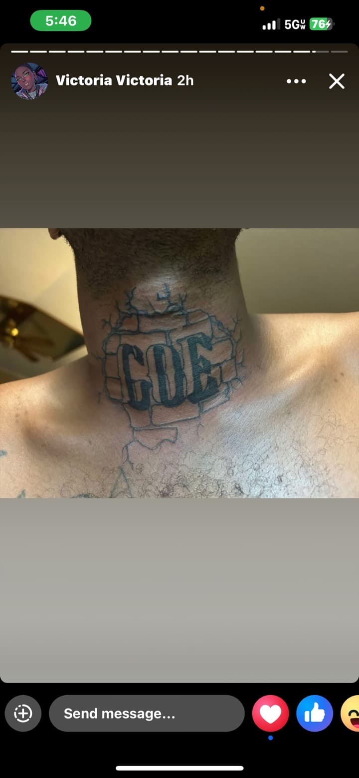 Black & Grey + Lettering letters tattoo on Neck (Front) by ink_Queens_Crystal on TattMe