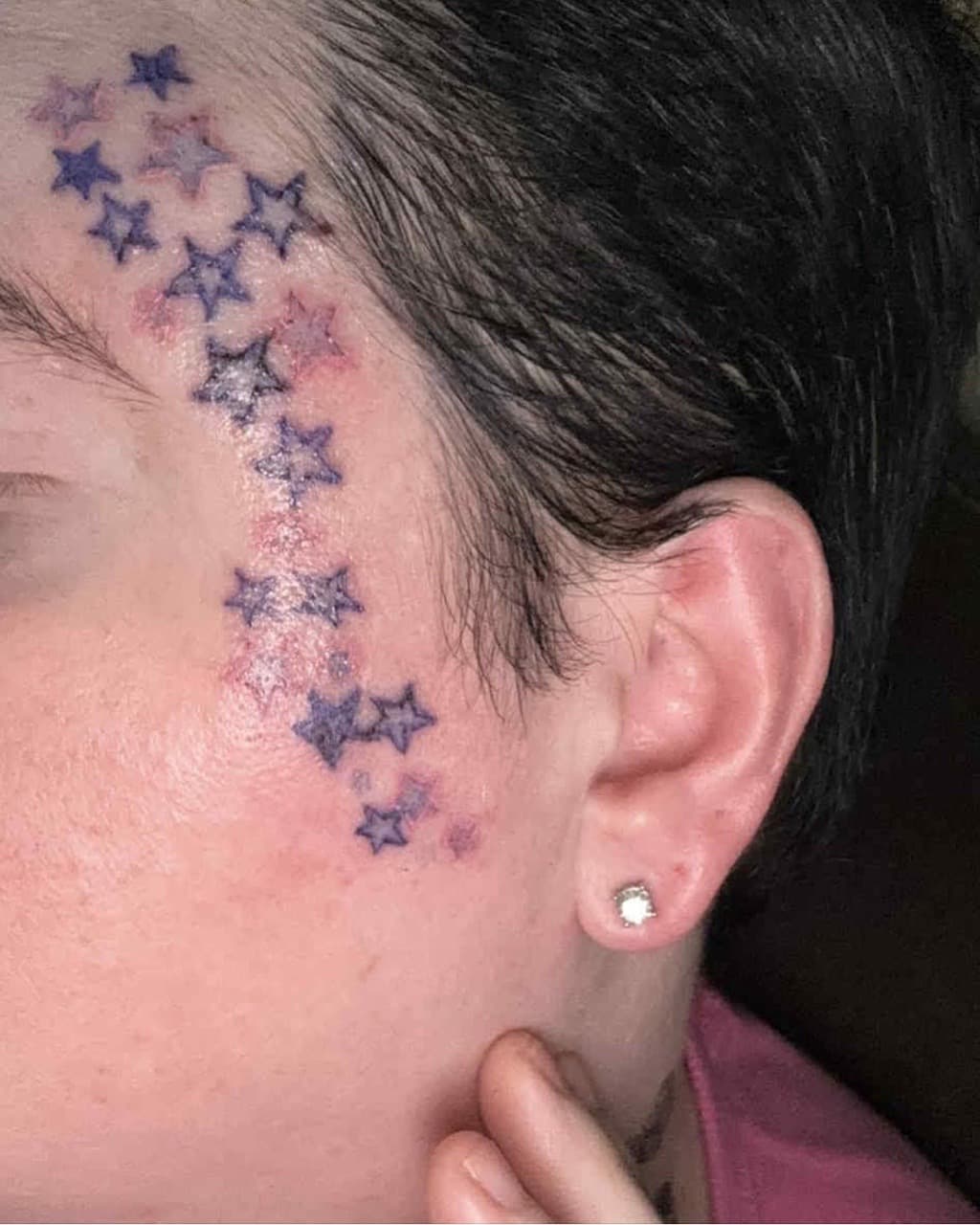 Fine Line + Minimalist stars tattoo on Face by ink_Queens_Crystal on TattMe