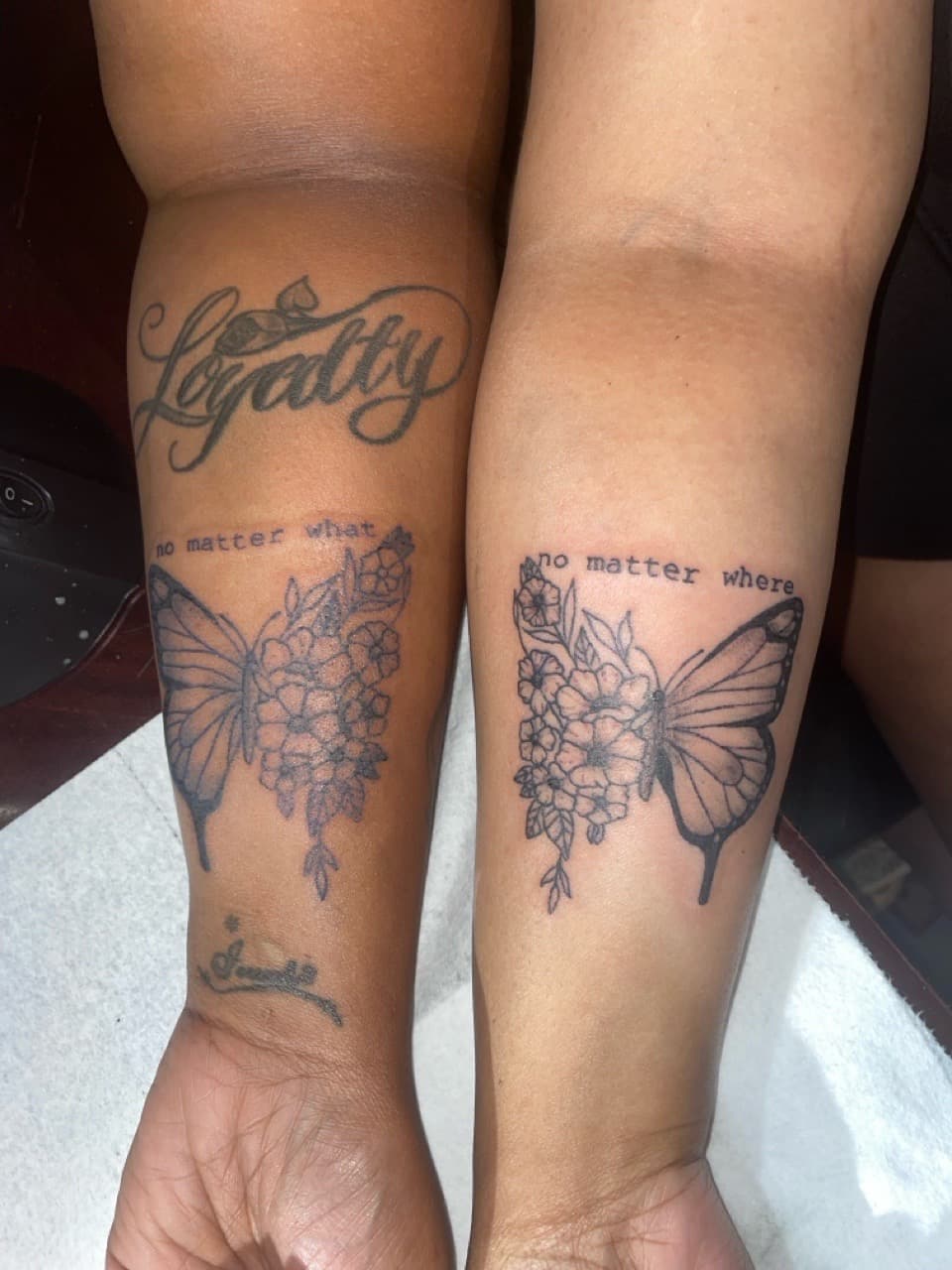 Fine Line + Black & Grey butterflies tattoo on Forearm by 4oeMag_Tattoos on TattMe