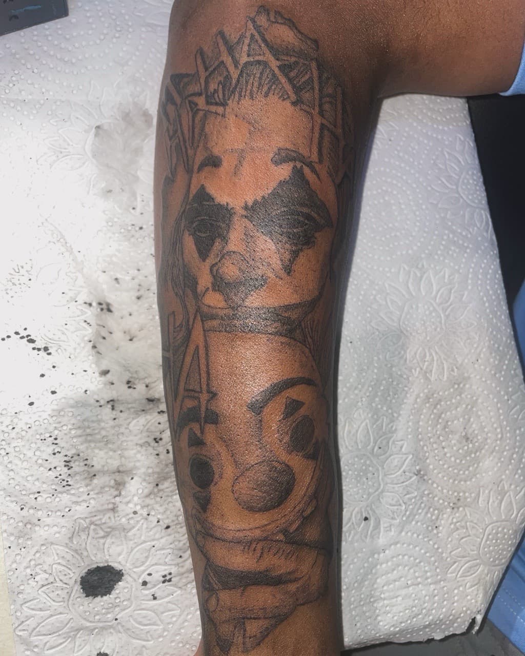 Black & Grey + Portrait joker tattoo on Forearm by 4oeMag_Tattoos on TattMe